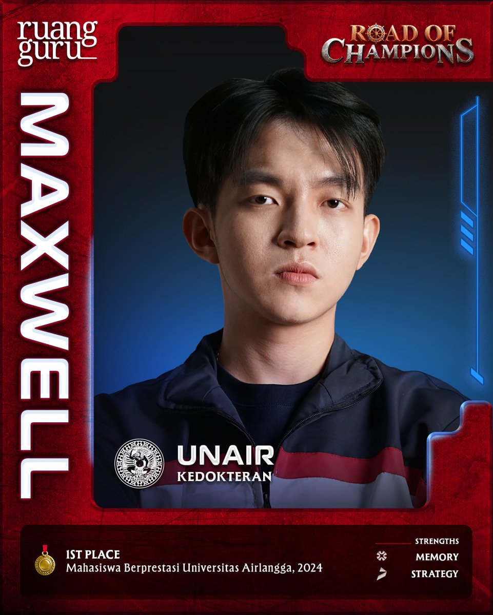 ✨ Maxwell / UNAIR / Kedokteran
🏆⁠ 1st Place - Mahasiswa Berprestasi Universitas Airlangga, 2024