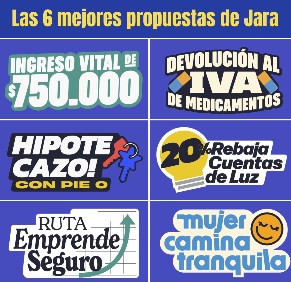 Las seis mejores propuestas de Jara en una sola imagen #JaraPresidentaDeChile  #piecero