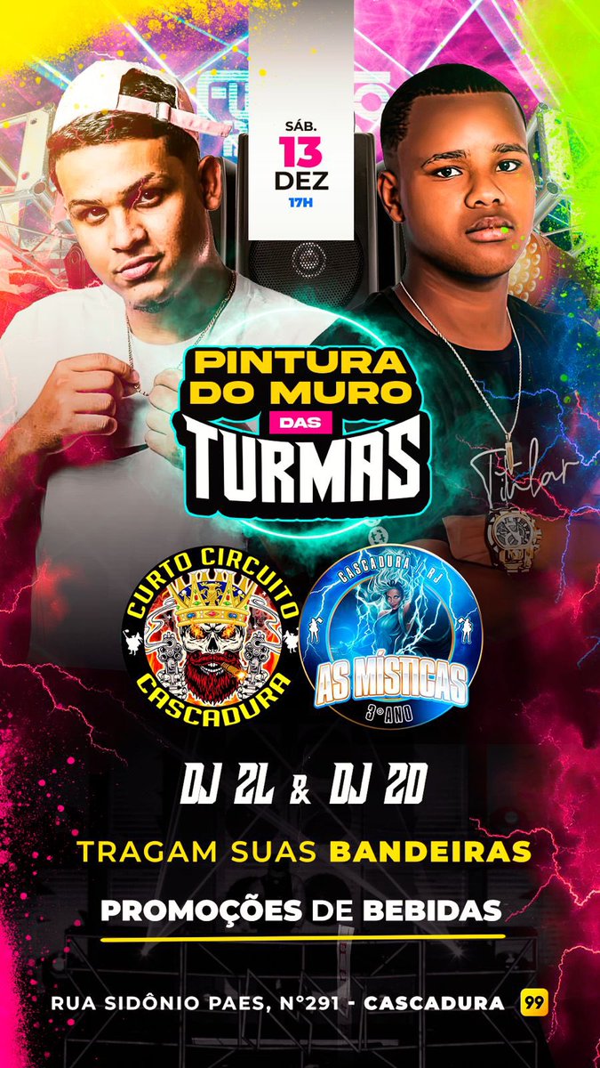 Sabadão, tem pintura do muro no QG🥵
Bebidas a venda no local 
Todas as turmas convidadas 🗣️🗣️
Prepara a ponte pra elas 🤪🤪🤪🤪