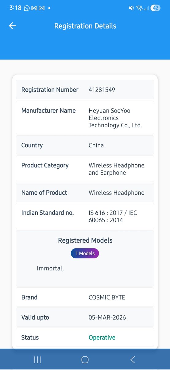 vkchheda's tweet photo. @cosmicbyteindia Bought headset but BIS data states used since Mar'25. Battery drains fast &amp; support refuses a proper refund. I need 4 office calls &amp; de still won’t act with urgency. I expect a bank/card refund or an immediate exchange at pickup. Selling used prod as new is wrong https://t.co/tufctgfySe