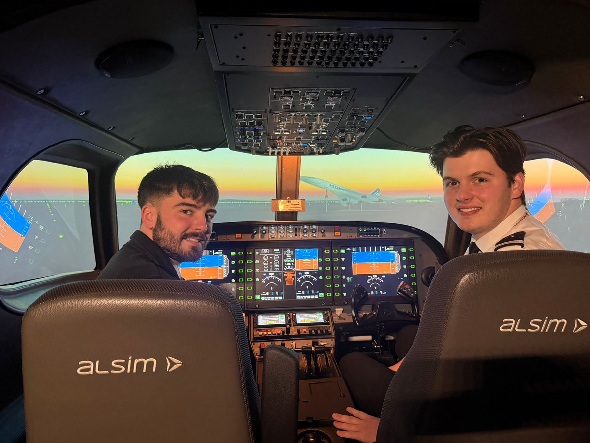 ACSflight's tweet image. Congratulations to Jamie Allan and Callum Taylor on successfully completing the APS MCC Course at Perth Airport. A key milestone in developing airline-ready multi-crew skills using our ALSIM ALX simulator. Wishing you both every success in the next stage of your careers.