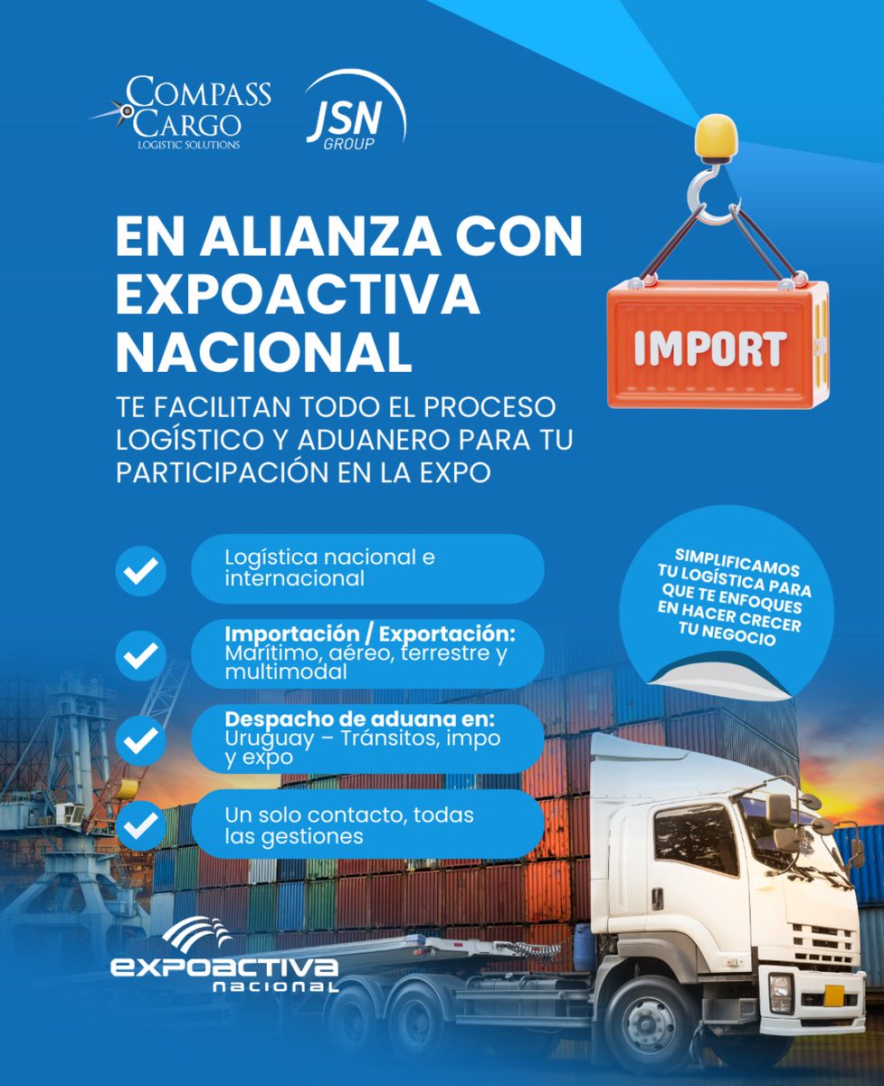 En Expoactiva seguimos creciendo! 
Con una alianza estratégica con Compass Cargo, facilitamos el proceso de logística para la Expo y para todo.