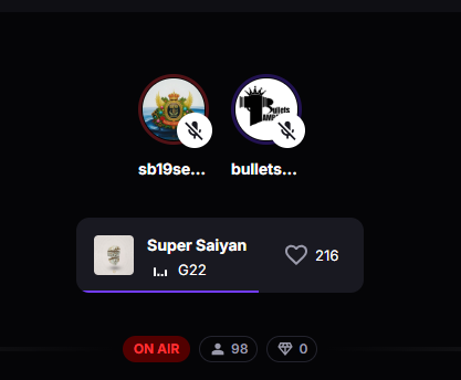 G22StreamVote_'s tweet photo. [#G22 X #SB19 SH COLLAB]

🔴 ON AIR with SB19 Serenadia

The most-awaited stream collab has now begun!🔥

Bullets, join us now on Stationhead🎧✨

🔗https://t.co/KP93Osnnoe
⏰8PM-11PM PHT

#BulletsTambay #G22_TheDissectionOfEve https://t.co/wAFioWMOsG