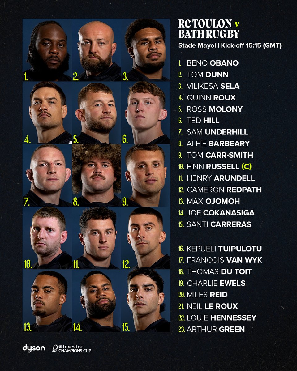 𝐓𝐞𝐚𝐦’𝐬 𝐮𝐩 ⚫🏆

Ready for Round 2 of the Investec Champions Cup as we prepare to take on RC Toulon in France. 

The European journey continues this Sunday 👉 ow.ly/6OPR50XImKI