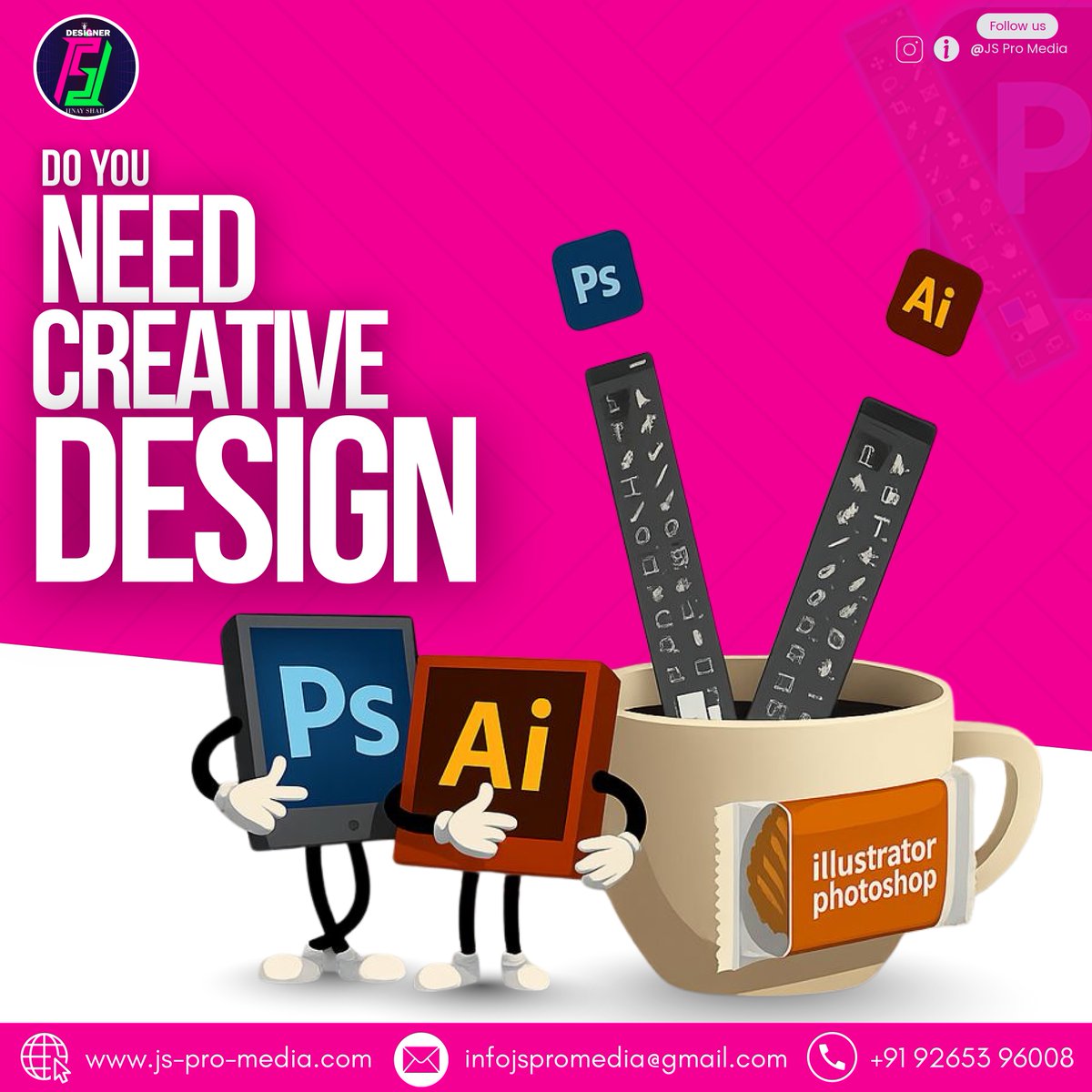 js_pro_media's tweet photo. Looking for eye-catching and creative designs?
JS Pro Media is here to turn your ideas into stunning visuals!
From logos to social media posts — we design it all with perfection. 🎨✨

#JSProMedia #CreativeDesign #GraphicDesigner #PhotoshopDesign #IllustratorDesign #Branding https://t.co/mkgXb6Igeu
