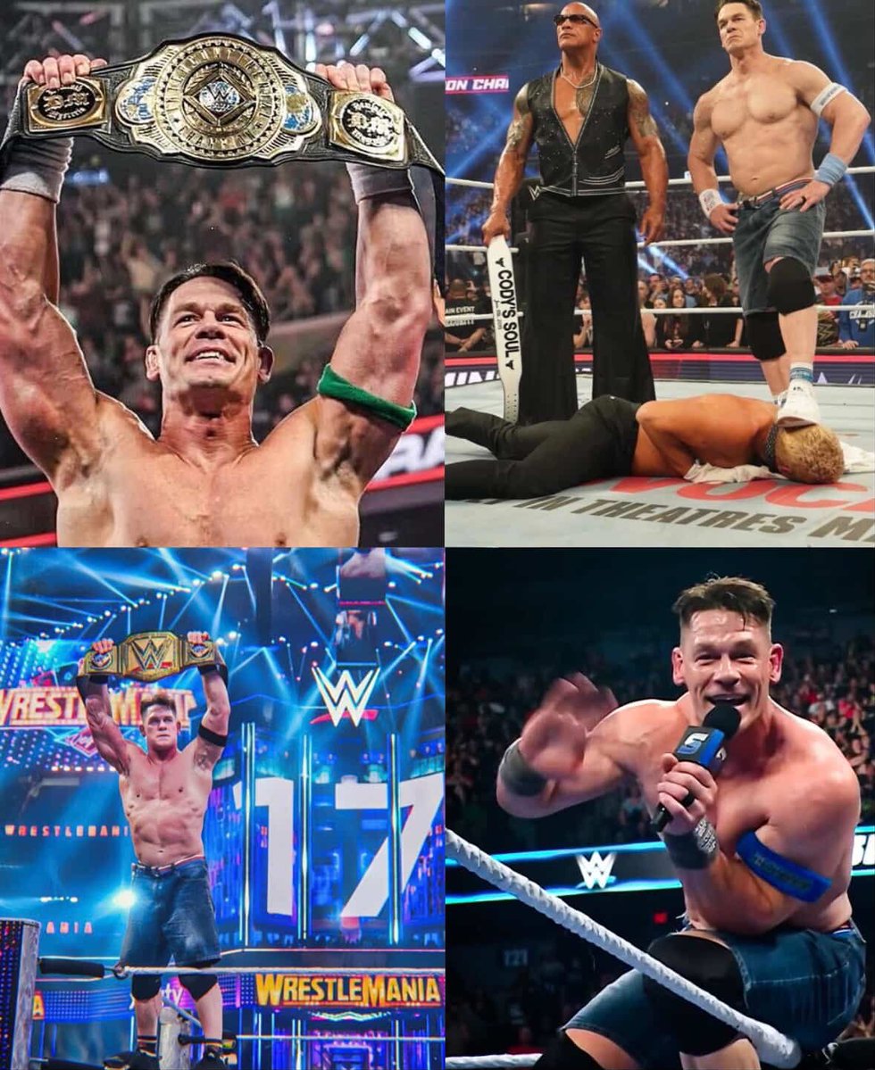 غدا هو اخر نزال بمسيرة جون سينا بمجال المصارعة 

•  بالمناسبة ذي افضل الاحداث الي صارت بجولته الاعتزالية 
 
•   انقلابه للشخصية المكروهة
•  تحقيقه للقب العالم الـ 17
•  تحقيقه للقارات
•  برومو البايب بومب

وش رأيكم ⁉️