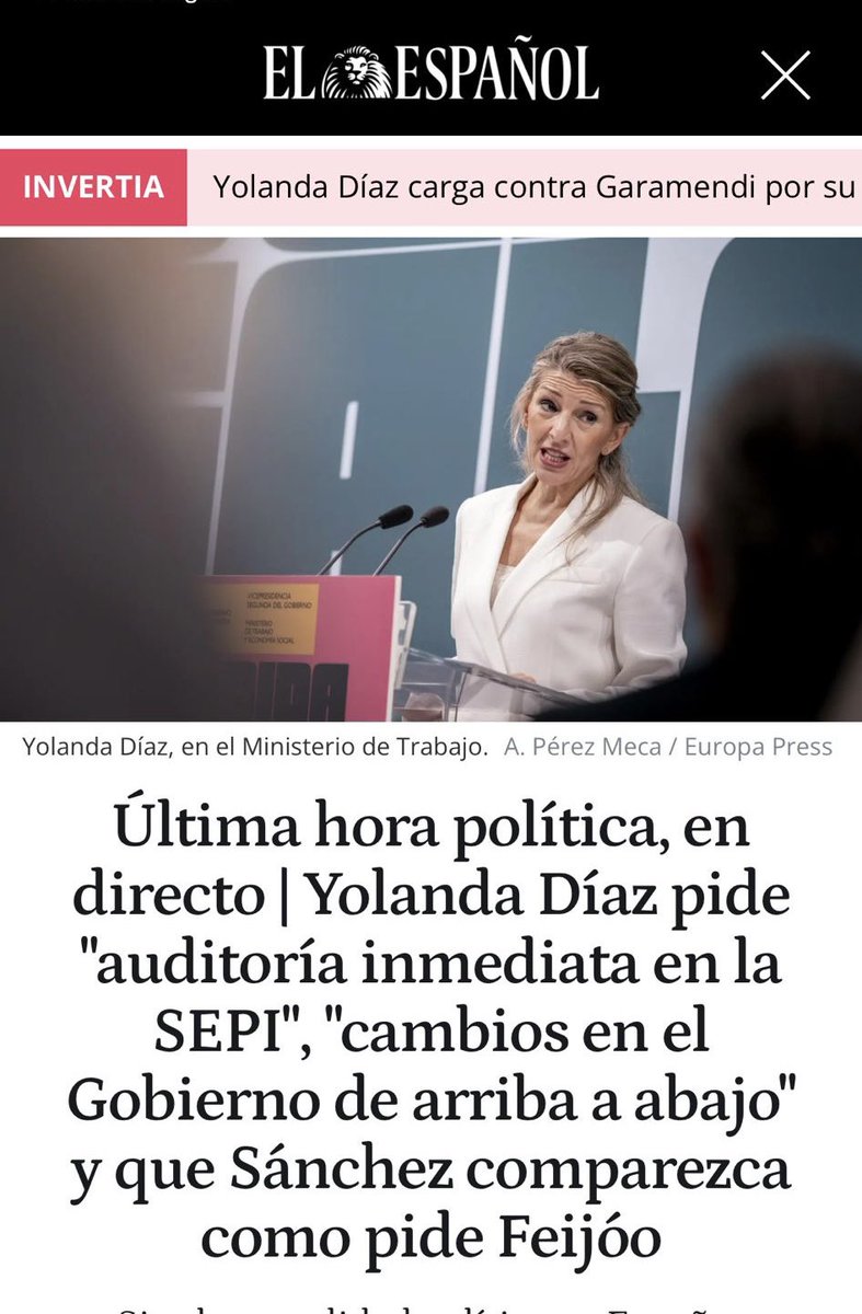 AliciaGarcia_Av's tweet photo. Yolanda Díaz dice que la situación es de “máxima gravedad” y que exige cambiar el Gobierno “de arriba a abajo”.

De acuerdo: dimitiendo y convocando elecciones. https://t.co/SewDO7EGr1