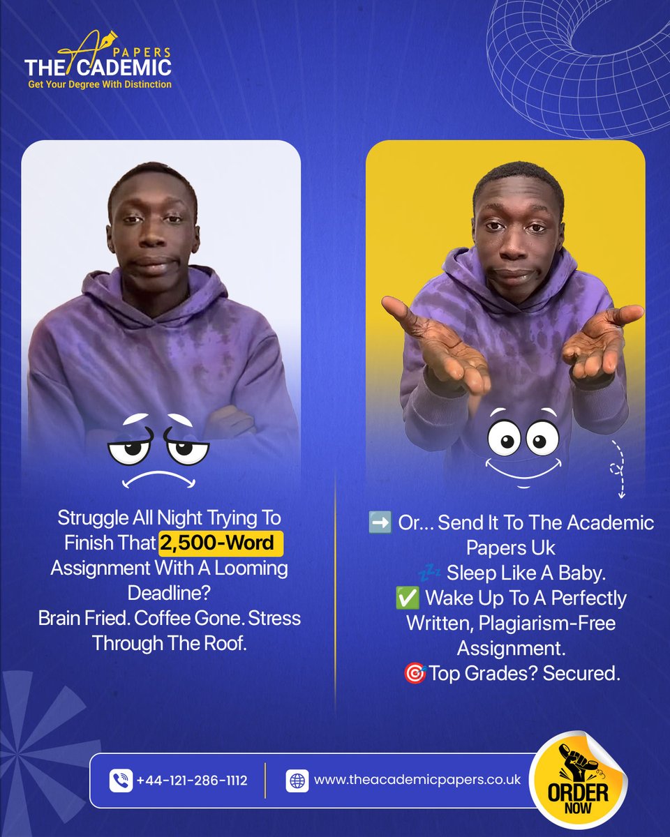 AcademicPapers3's tweet image. You struggle all night on a 2500 word assignment

Your brain is done
Your coffee is gone
Your deadline is close
You can stay awake and panic

Or you can sleep while experts finish it

Wake up to clean work and better grades
Message now

#Assignment #assignmentsolution