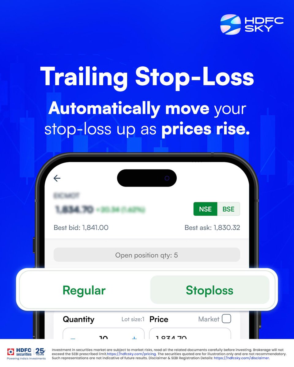 HDFCSKY's tweet image. Meet the five tools built for people who don’t wait around.

From GTT alerts to Trailing SL to a P&amp;amp;L calendar that keeps you honest, everything here moves as fast as you trade.

Follow HDFC SKY, a discount brokerage app by HDFC securities. 🚀

#FastTradingTools