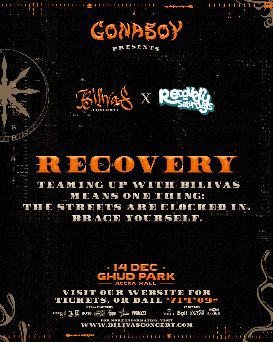 bilivasconcert's tweet photo. Expect high energy, pure vibes and non stop action, on Sunday, 14th December, 2025. Secure your tickets now at https://t.co/sW22Rx6xVm or Dial*714*09#
#bilivasconcert #gonaboy #muniru #recovery #recoverysaturday https://t.co/hDuEbudbEn