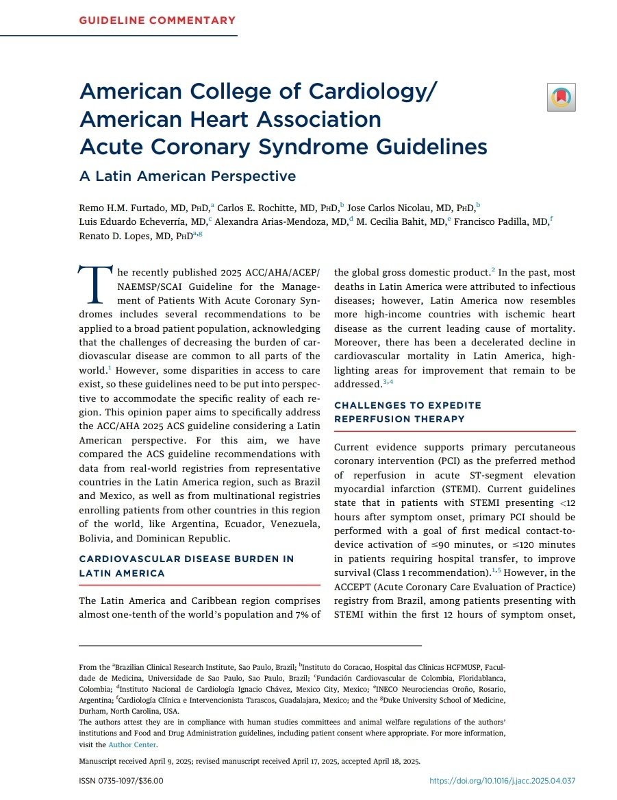 SOMELaguna's tweet photo. Síndromes Coronarios Agudos - Perspectiva Latinoamericana 🫀🌎

🔰📚American College of Cardiology - American Heart Association 2025

https://t.co/05yg3Mc0uL

Enlace a Articulo Completo 👇🏼🆓✅https://t.co/rPEDXf65lm https://t.co/WP71LgtnvS