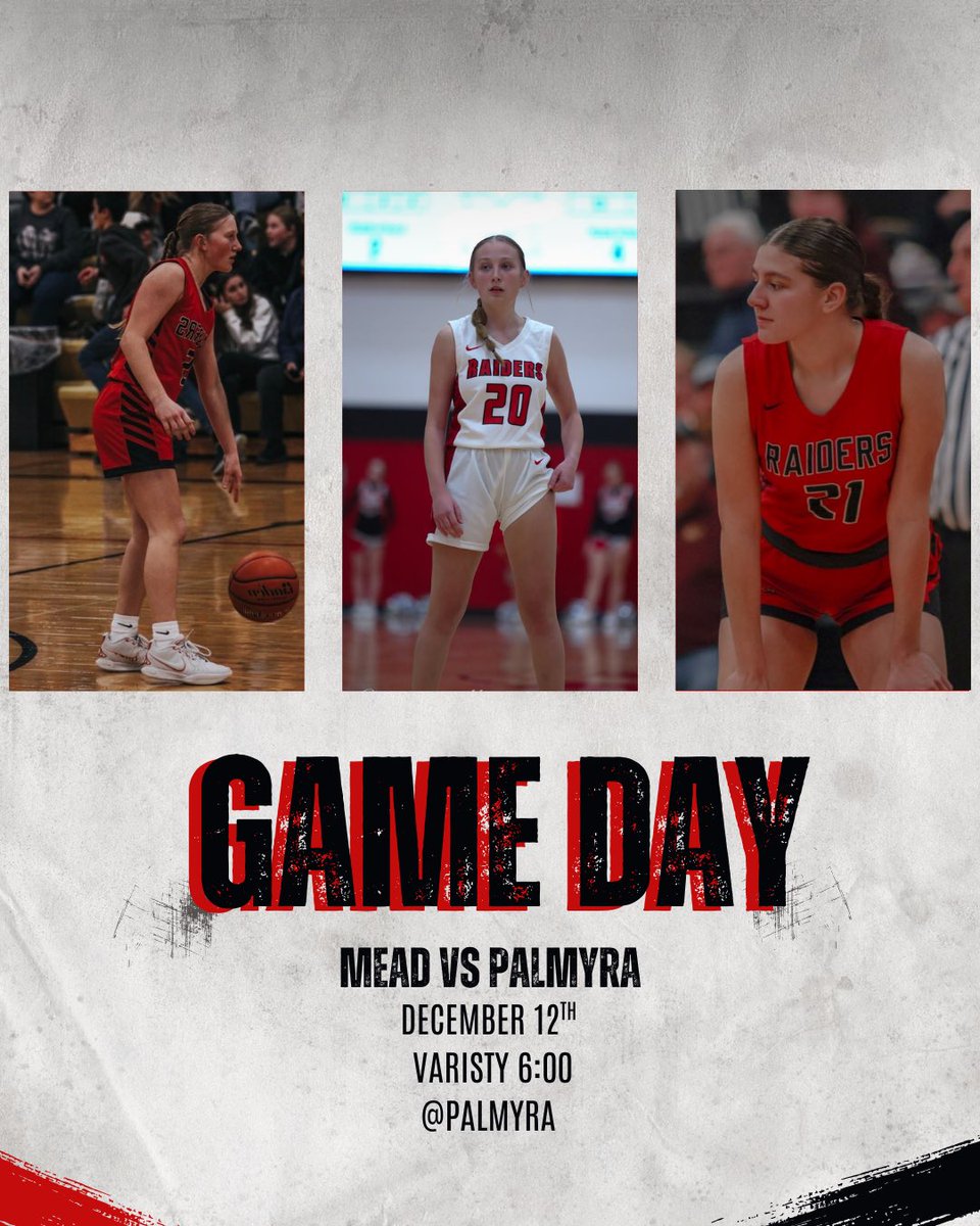 MeadLadyRaiders's tweet photo. Game Day! 
Your Raiders travel to Palmyra tonight! Make the trip to Palmyra or tune in to Hudl TV to support your Raiders!
🆚Palmyra Panthers 
🕕 JVB 4:30, NO JVG, VG 6:00
🏫 Palmyra High School
📺 Palmyra Hudl Fan
#PlayasOneWinasOne https://t.co/OOXCrcLwhh