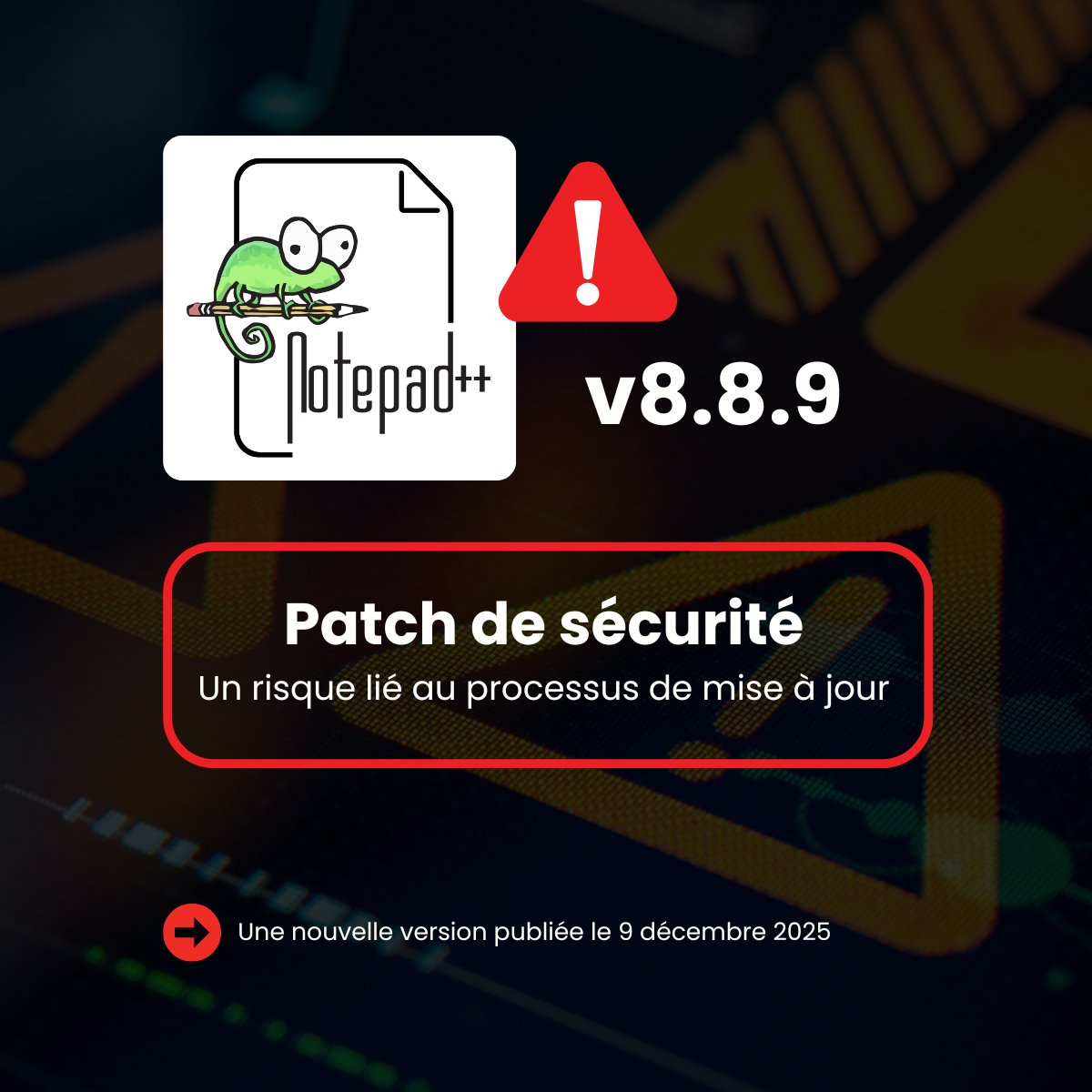 ITConnect_fr's tweet image. 🛑 Notepad++ v8.8.9 : un patch de sécurité important

👉 Une faiblesse dans le processus de mise à jour ouvre la porte à des attaques man-in-the-middle.

+ d&apos;infos 👇 
- it-connect.fr/notepad-8-8-9-…

#NotepadPlusPlus #infosec #cybersecurite