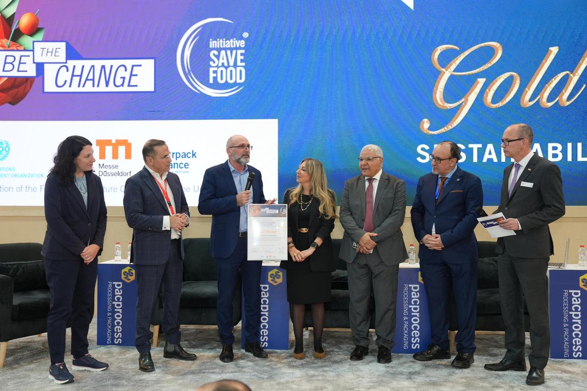 interpackmea's tweet photo. At pacprocess MEA 2025, we proudly celebrated visionary ideas and sustainable advancements during the SAVE FOOD Design Award Ceremony and the Sustainable Design Award Ceremony, shining a spotlight on the future of packaging and processing.

#pacprocessMEA2025 #باك_بروسيس https://t.co/tPaLoeqLSq
