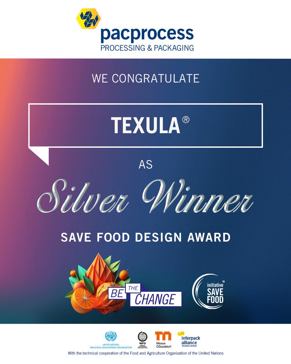 interpackmea's tweet photo. 🥇 A big congratulations to all winners of SAVE FOOD DESIGN EGYPT 2025!  

✨ Gold Winner: Afher Eurobelt S.S
✨ Silver Winner: Texula
✨ Bronze Winner: Haver &amp; Boecker OHG

Participants were evaluated by experts from FAO, UNIDO, and WPO.

#pacprocessMEA2025 #باك_بروسيس https://t.co/bHy40dt2ST