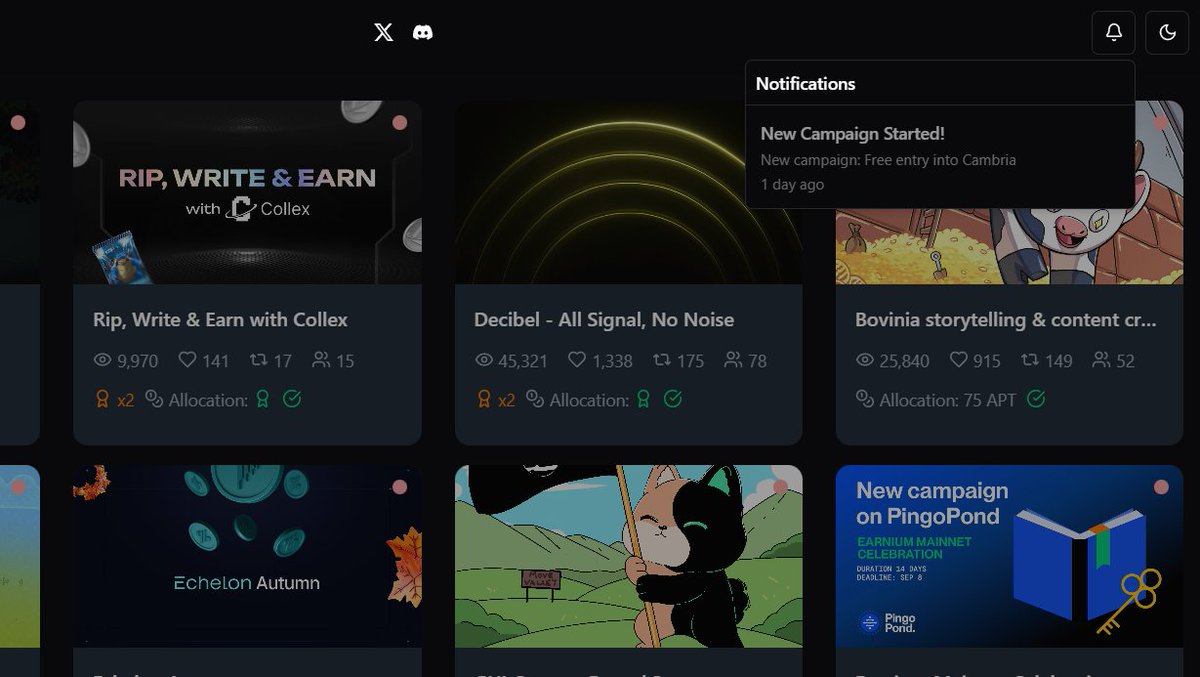 Update: We have introduced a notification system.

> Notifications about new campaigns and events.
> Notifications about campaign and event results.
> Notifications about new updates.