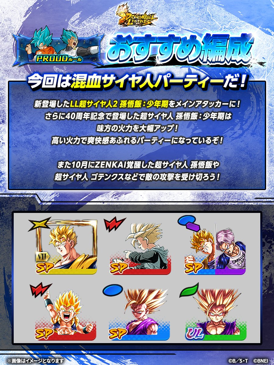 ◤ ◥|| #レジェンズおすすめ編成 ||◣ ◢|| 「混血サイヤ人パーティー