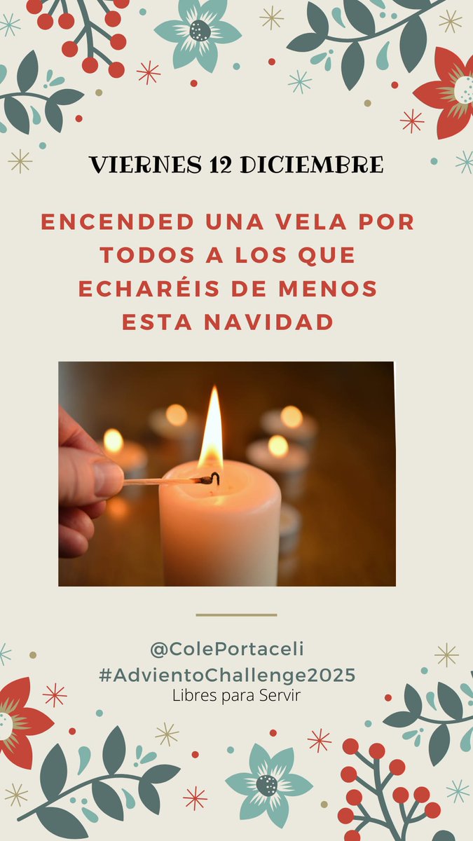 #Portaceli25 Comenzamos el Adviento 2025 ¿Te apuntas?

Cada día una actividad que nos ayude a vivir el Adviento más conscientes y comprometidos.

🕯️#AdvientoChallenge2025 #LibresParaServir
