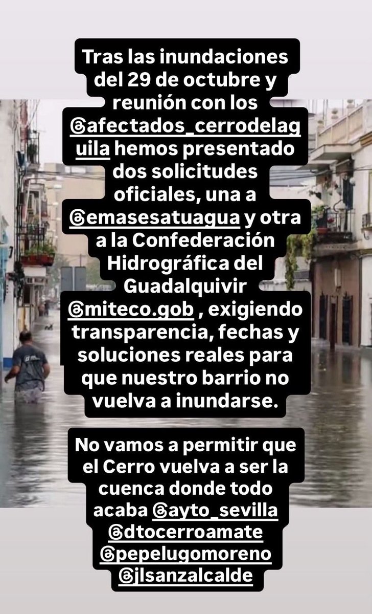 Hemos presentado escritos formales a <a href="/emasesa/">emasesa</a> y al <a href="/mitecogob/">Transición Ecológica y Reto Demográfico</a> exigiendo transparencia , información y soluciones reales para que <a href="/DtoCerroAmate/">Distrito Cerro-Amate (Sevilla)</a> no vuelva a inundarse.
El Cerro Unido, no se rinde <a href="/Ayto_Sevilla/">Ayuntamiento de Sevilla</a> <a href="/pepelugomoreno/">José Lugo Moreno</a> <a href="/jlsanzalcalde/">José Luis Sanz</a> 💪