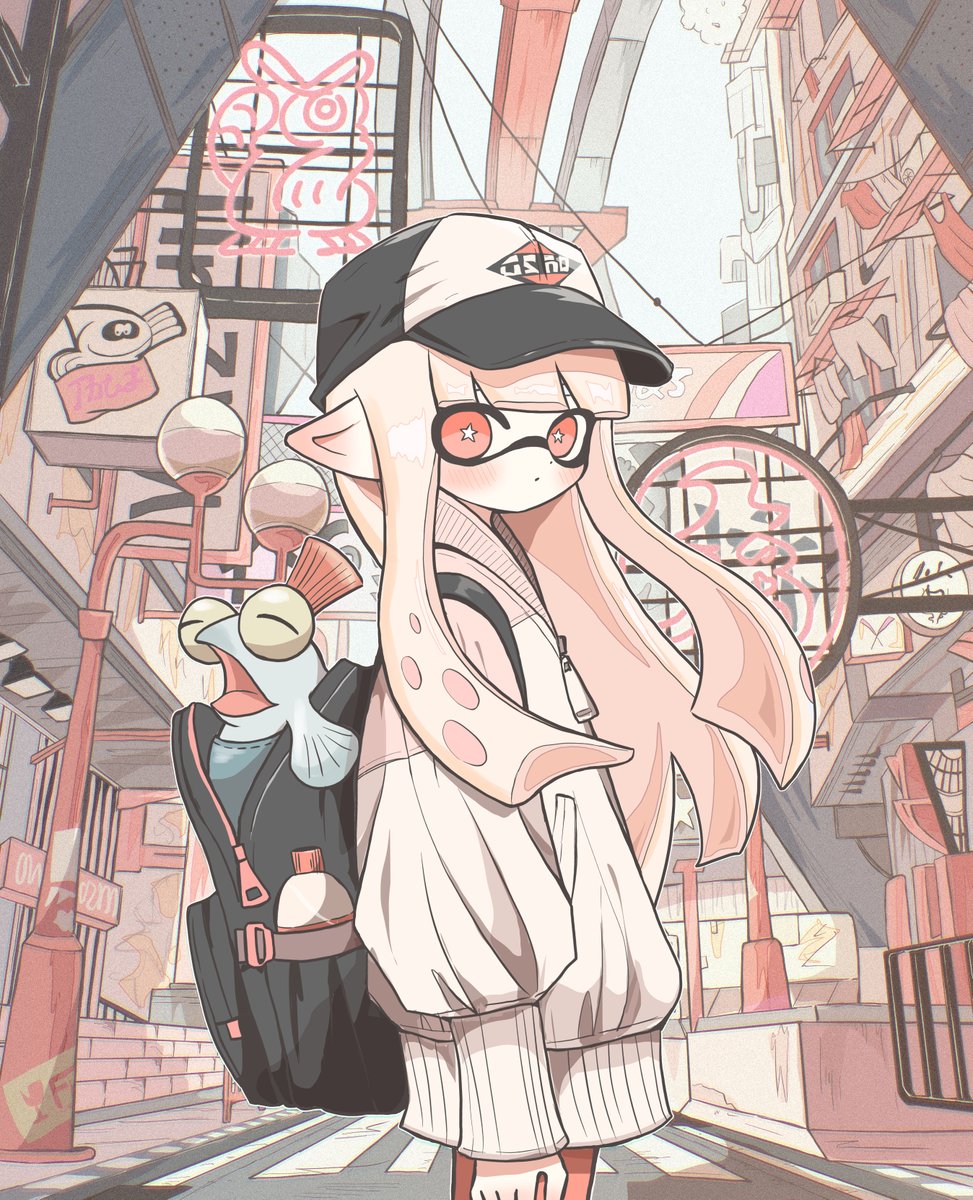 #今年も残りわずかなので今年一番伸びた絵を貼る 
バンカラ街のイカちゃん
背景がんばったお気に入りです