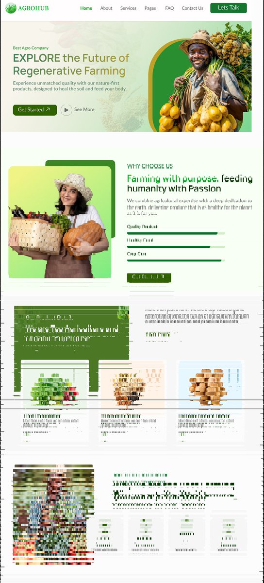 ChiomaGraham's tweet photo. Sustainable Farming Landing Page 
Design isn’t just beauty it’s clarity, trust &amp; impact.  
Agriculture platforms aren’t everyday apps, so UX matters more.  

👉🏽 Design with empathy  
👉🏽 Do real user research  
👉🏽 Solve real problems  

A product is only as strong as the process. https://t.co/JlcR0zWrUy