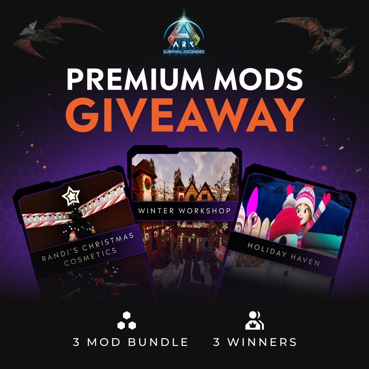 ❄️GIVEAWAY TIME❄️

Here's is your chance to win one of three special Winter Premium Mod Bundles, with codes for Randi's Christmas Cosmetics, Winter Workshop, and Holiday Haven!🎅

To enter:
-Follow <a href="/CurseForge/">CurseForge</a>
-Retweet this post

Giveaway ends on December 14th! Good luck 🦖