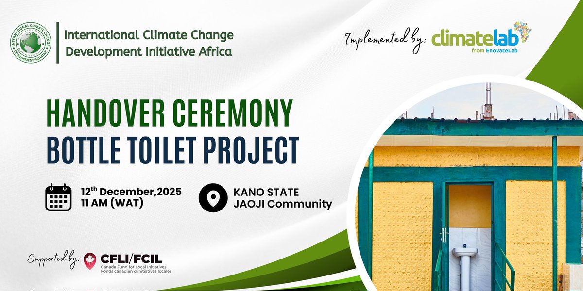 Implemented through the International Climate Change Development Initiative Africa, and funded by the Canada Fund for Local Initiatives, we are handing over the Bottle Toilet Project to the Jaoji Community.

A step towards cleaner, safer, climate-smart sanitation.