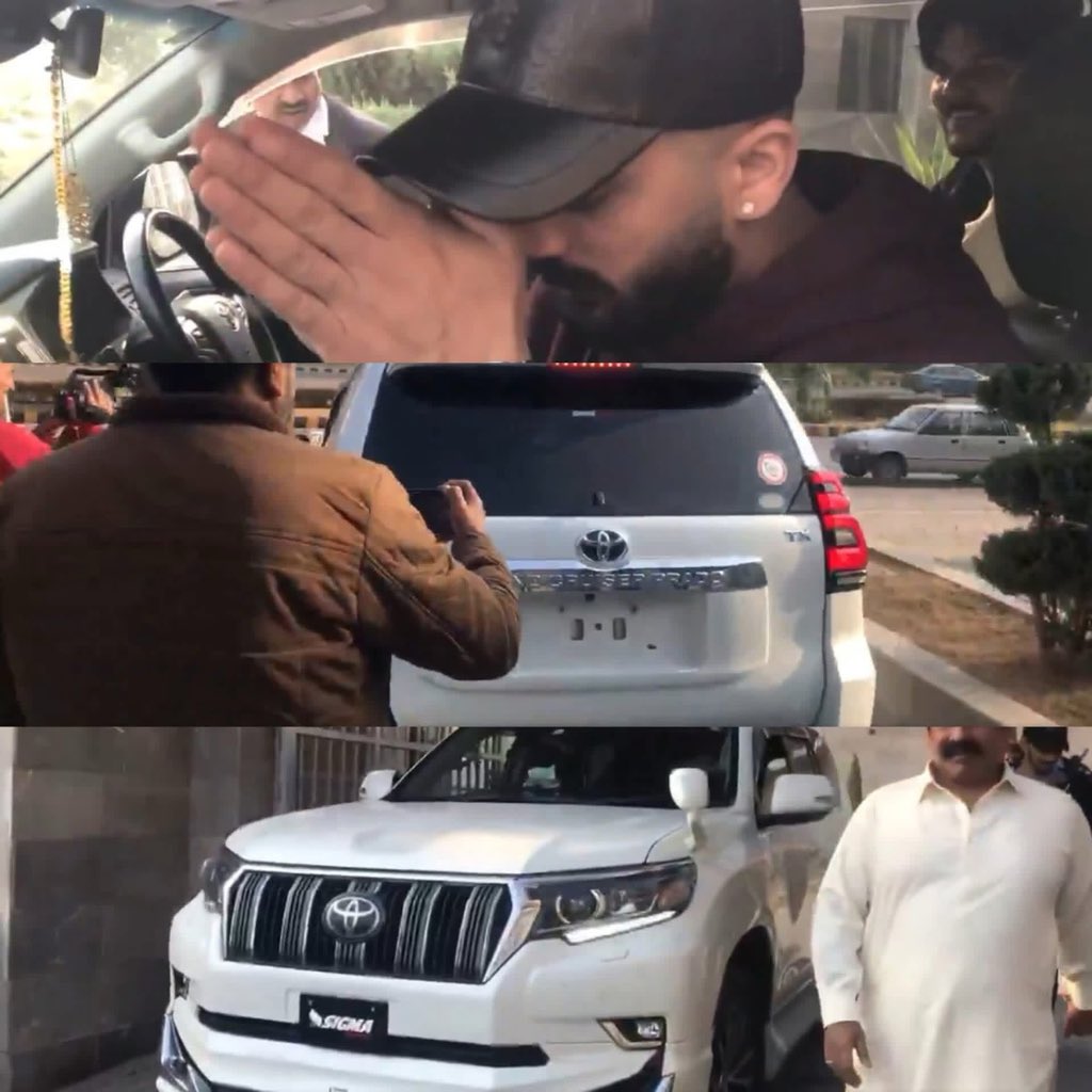 اسلام آباد میں۔اس بڑی گاڑی کا ہائی کورٹ آنا اسلام آباد ریڈ زون پھرنا پھر پورا اسلام آباد کسی ٹریفک پولیس اسلام آباد پولیس کا اس بلانمبری کو نہ روکنا نہ چالان کرنا نہ کیمرے میں آنا اس بات کا ثابت کرتاہے کہ صرف موٹر سائیکل سوار اور چھوٹی گاڑی ہی کیمرہ میں آتی ہے