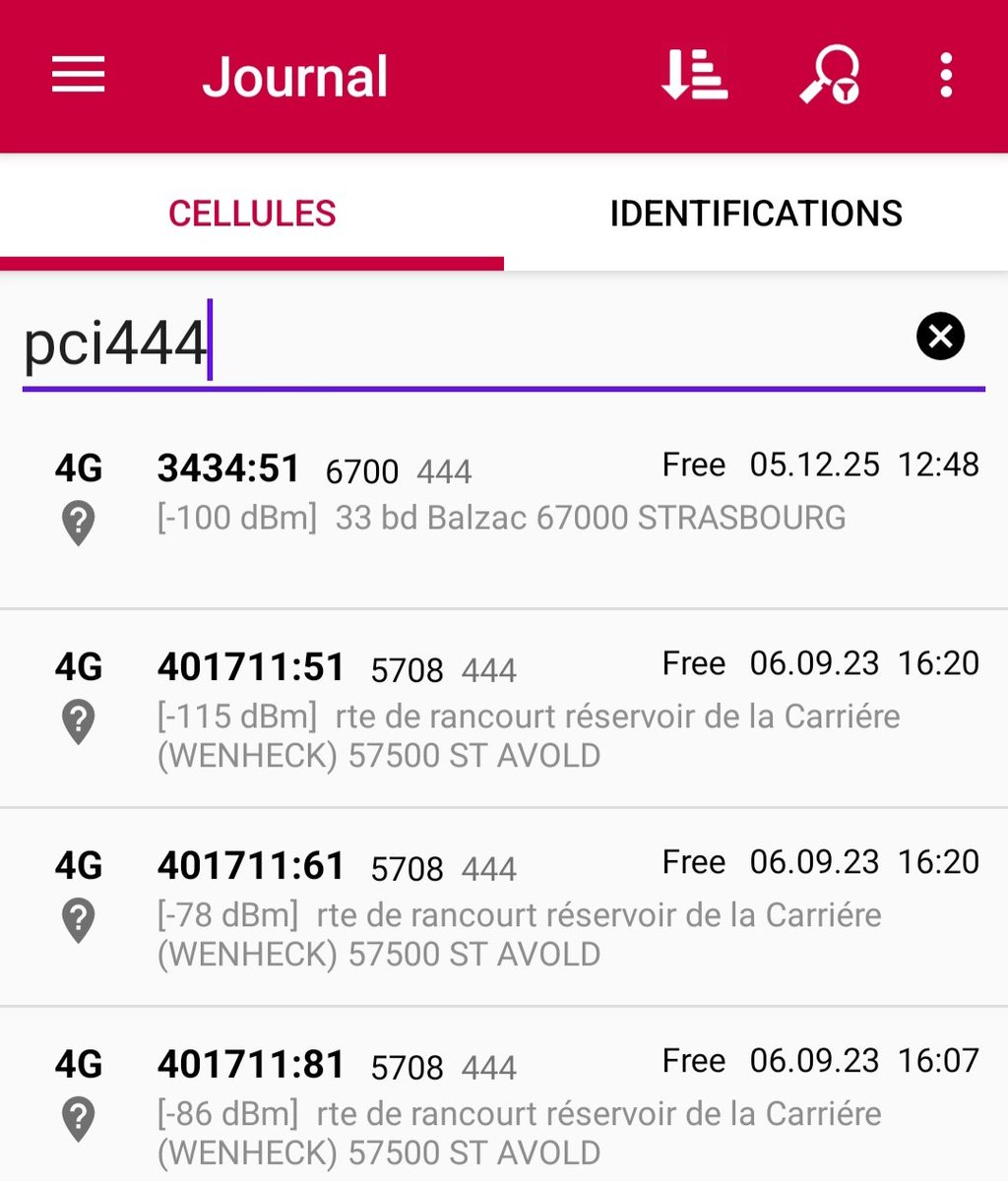 enbanalytics's tweet photo. Sur la carte locale il est maintenant possible de rechercher un support via son nom.

Dans le journal la recherche dans les logs s'enrichit.
On peut utiliser les critères enb, gnb, tac, pci, dbm et arfcn.
Par défaut c'est l'égalité "="
On peut aussi utiliser<,>,<=,>= et != https://t.co/UuncwULlPI