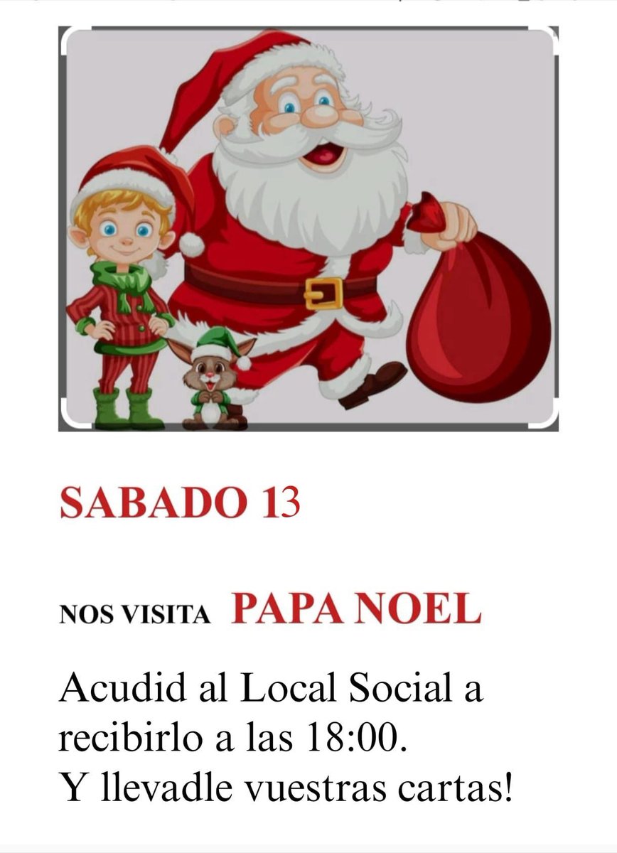 monte_xalo's tweet photo. El próximo sábado día 13 de diciembre vendrá PAPÁ NOEL al local social a escuchar y recoger las cartas de los más peques.

Local Social a las 18:00.

🎄🎅
#papanoel #carral #monteXalo #cerceda https://t.co/e2ji4o541h