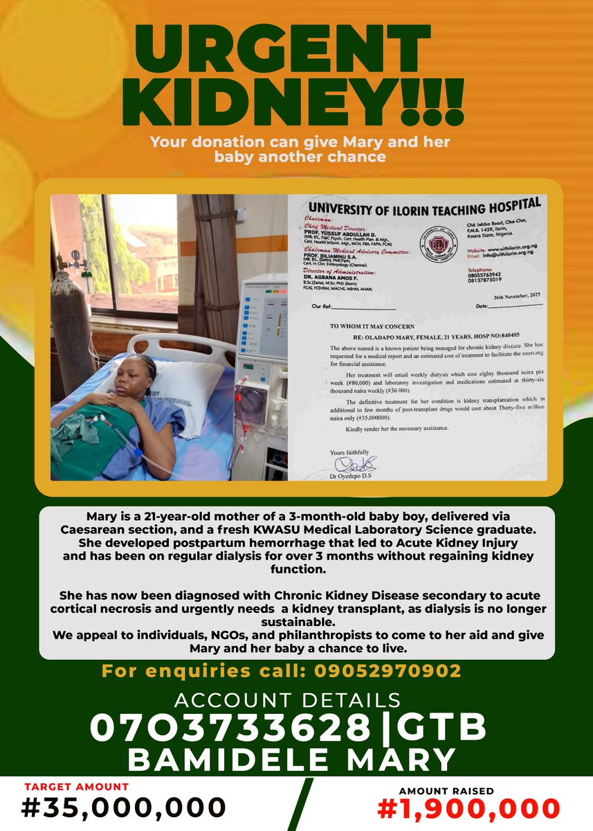 SaveMaryNow's tweet photo. Mary needs your help!
She urgently needs a kidney transplant.
Every follow, share, tag, and comment brings her closer to support.
Follow ๐ @SaveMaryNow
#SaveMary #KidneyTransplant #SupportMary https://t.co/1FoGMNJOXl