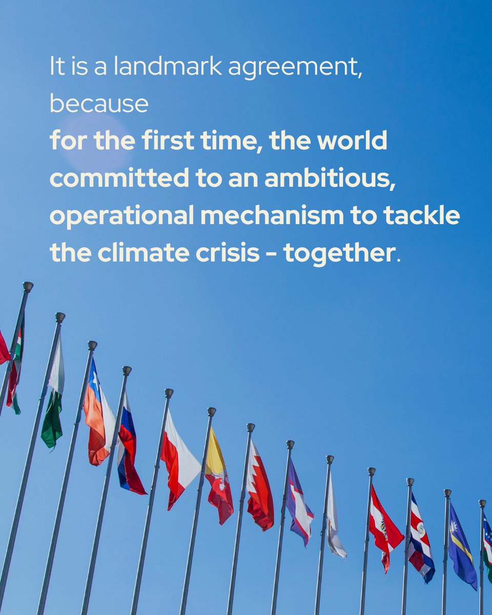 UNFCCC's tweet image. 10 years ago, the world took a major step forward for #climateaction:

The Paris Agreement was adopted on 12 December 2015. 🎇

A decade later, we know this: global cooperation works. But more progress is needed to protect people and the planet.