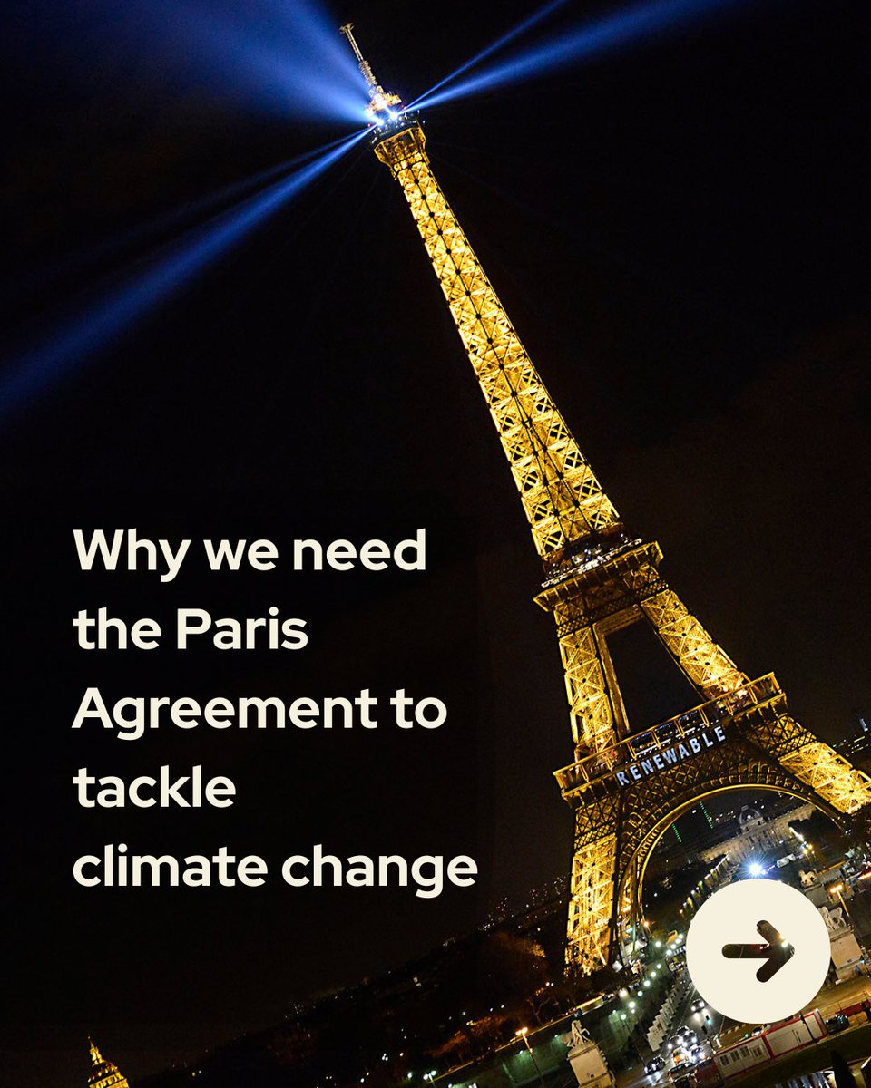 UNFCCC's tweet image. 10 years ago, the world took a major step forward for #climateaction:

The Paris Agreement was adopted on 12 December 2015. 🎇

A decade later, we know this: global cooperation works. But more progress is needed to protect people and the planet.