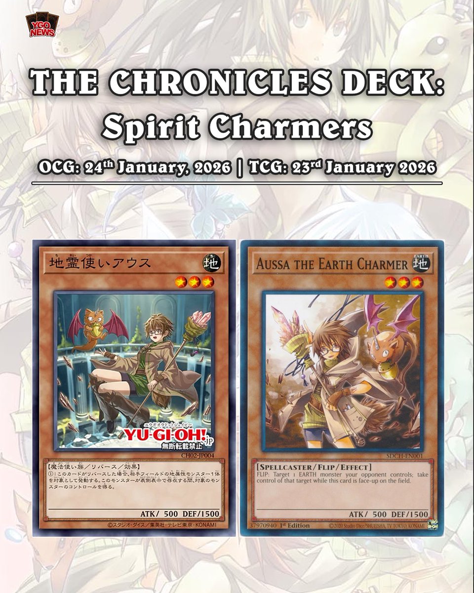 :   The  Charmer cards will be getting alternate artwork in the upcoming Chronicles  Deck: Spirit Charmers  # #YuGiOh #