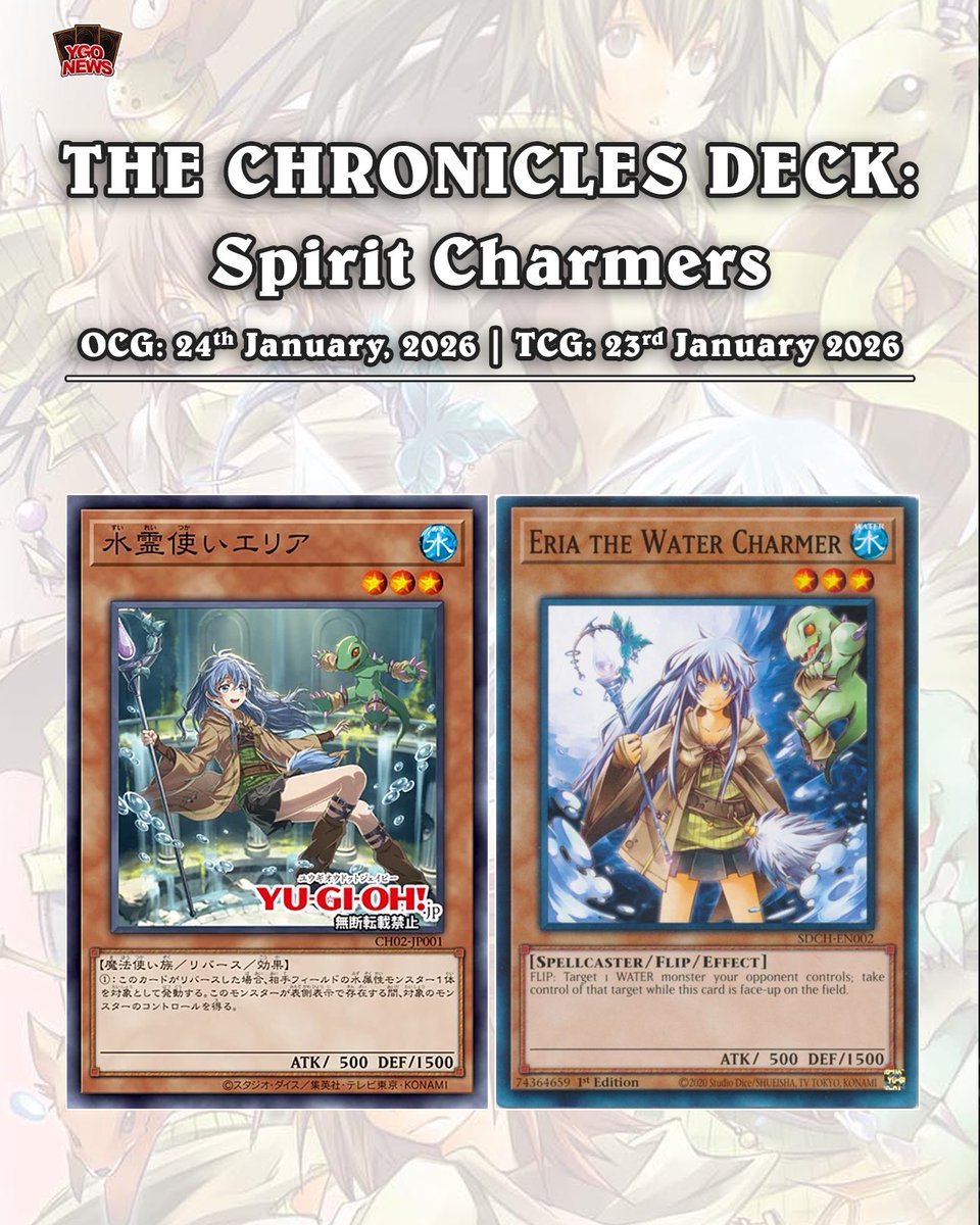 :   The  Charmer cards will be getting alternate artwork in the upcoming Chronicles  Deck: Spirit Charmers  # #YuGiOh #