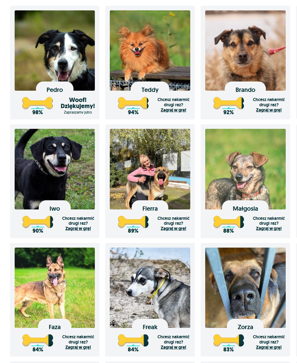 Przypominam o tej fajnej akcji...
Nakarmcie psa...
nakarmpsa.olx.pl
Pomoc bezkosztowa...