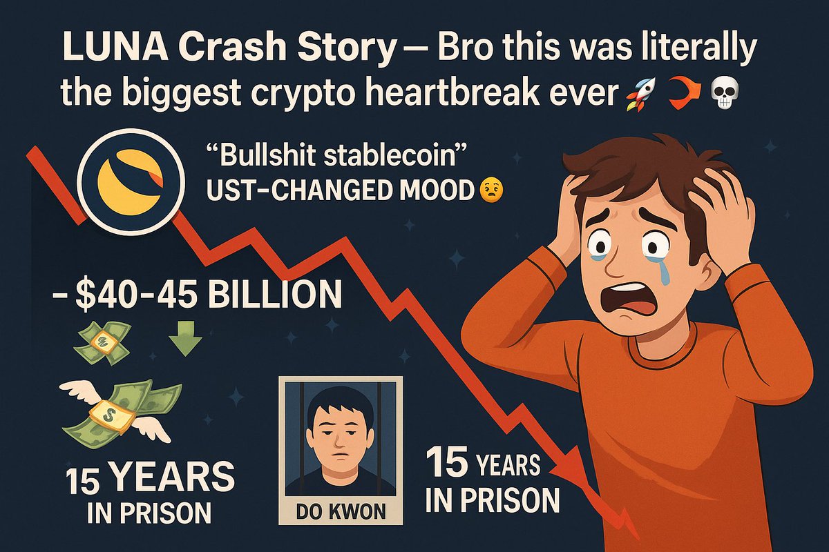 🔥 LUNA Crash Story – Bro this was literally the biggest crypto heartbreak ever 😭🚀➡️💀

Bro honestly, when LUNA crashed in 2022, whole crypto world looked like somebody pulled the plug.
Everybody was yelling “LUNA to the moon!! 🚀
But LUNA said, Moon? Nah bro, I go underground