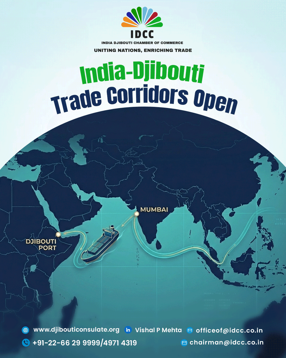 idccoffice's tweet photo. IDCC stands between help businesses navigate bilateral trade channels with clarity &amp; confidence

If you are looking to expand across regions or explore African markets:

+91-22-6629-9999 / 49714319 | https://t.co/LQeXnOimLh

#IDCC #IndiaDjibouti #TradeCorridor #GlobalMarkets https://t.co/LMqSDcdJvF