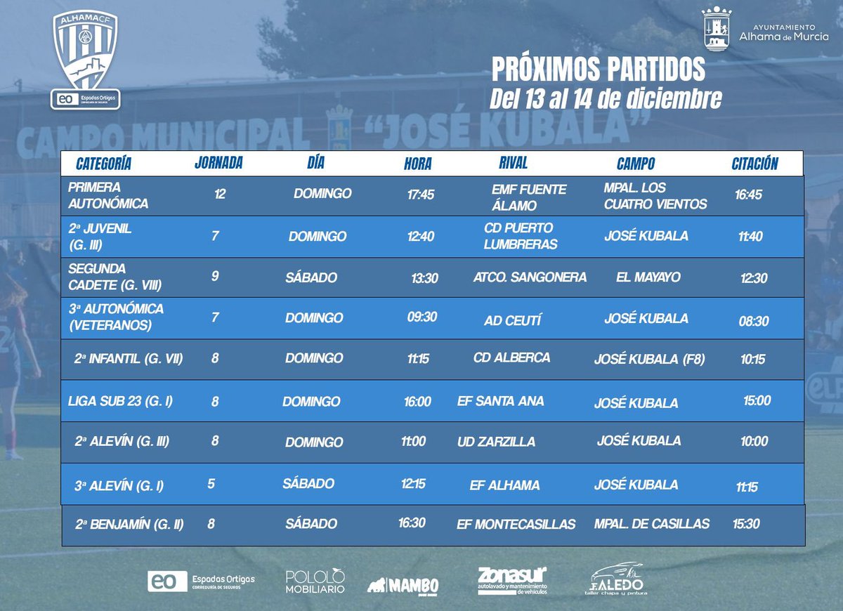 𝑷𝒓ó𝒙𝒊𝒎𝒐𝒔 𝒑𝒂𝒓𝒕𝒊𝒅𝒐𝒔 🔜 

📆Estos son nuestros partidos para el fin de semana