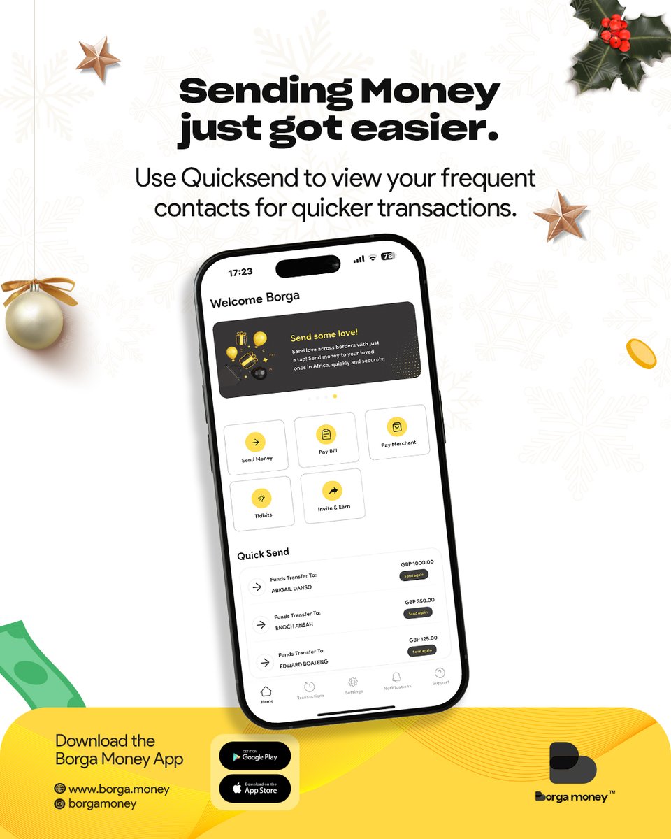 Whether it’s Mom, your builder, or your ward’s school account, view the contact you frequently send money to using Quicksend! 💛💛