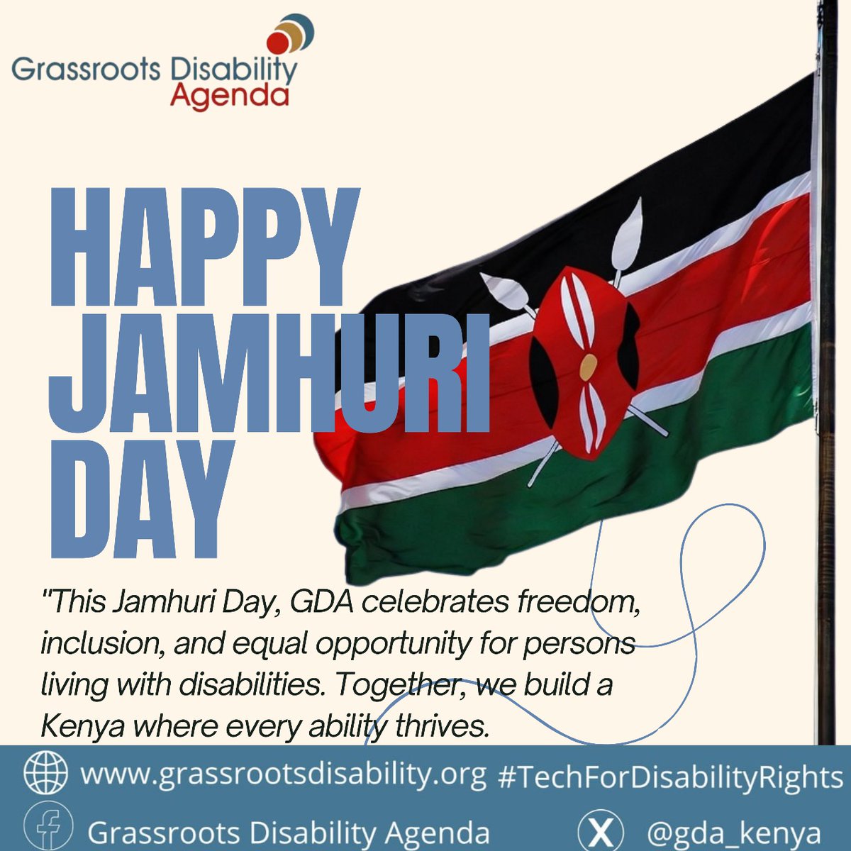 BerniceKeya's tweet image. Happy #JamhuriDay! 🇰🇪
GDA celebrates freedom, inclusion, and equal opportunity for persons with disabilities.
Together, we are building a Kenya where every ability thrives.