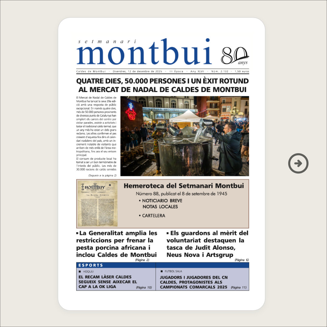 Portada del número 2132

#setmanarimontbui #caldesdemontbui #actualitat #premsacomarcal #somlapremsadecasa