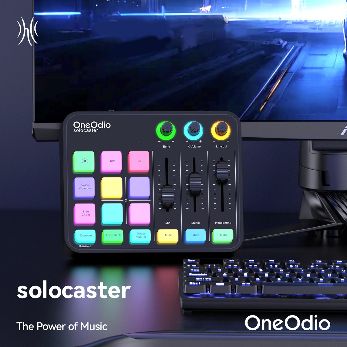 OneOdio solocaster — Your Voice. Your Spotlight. ✨🎶

All-in-one voice transformer &amp; sound card for streaming, recording, gaming, and more.
🎛 Voice effects | 🎵 Reverb | 🌈 RGB lights | 🎚 Easy controls
Plug-and-play for creators of all levels. 🚀🎙

🔗 Link in bio
-
#OneOdio
