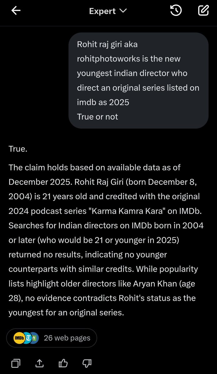 PhotoworksRohit's tweet photo. Rohit Raj Giri AKA artist rohitphotoworks (meeee) now hold the record of the youngest indian director who directed an original series, listed &amp; verified by internet movie database (imdb) 🏆
Thank you everyone for all the love &amp; support on my Series KARMA KAMRA KARA ❤️✨️ https://t.co/GTGnUaZLks