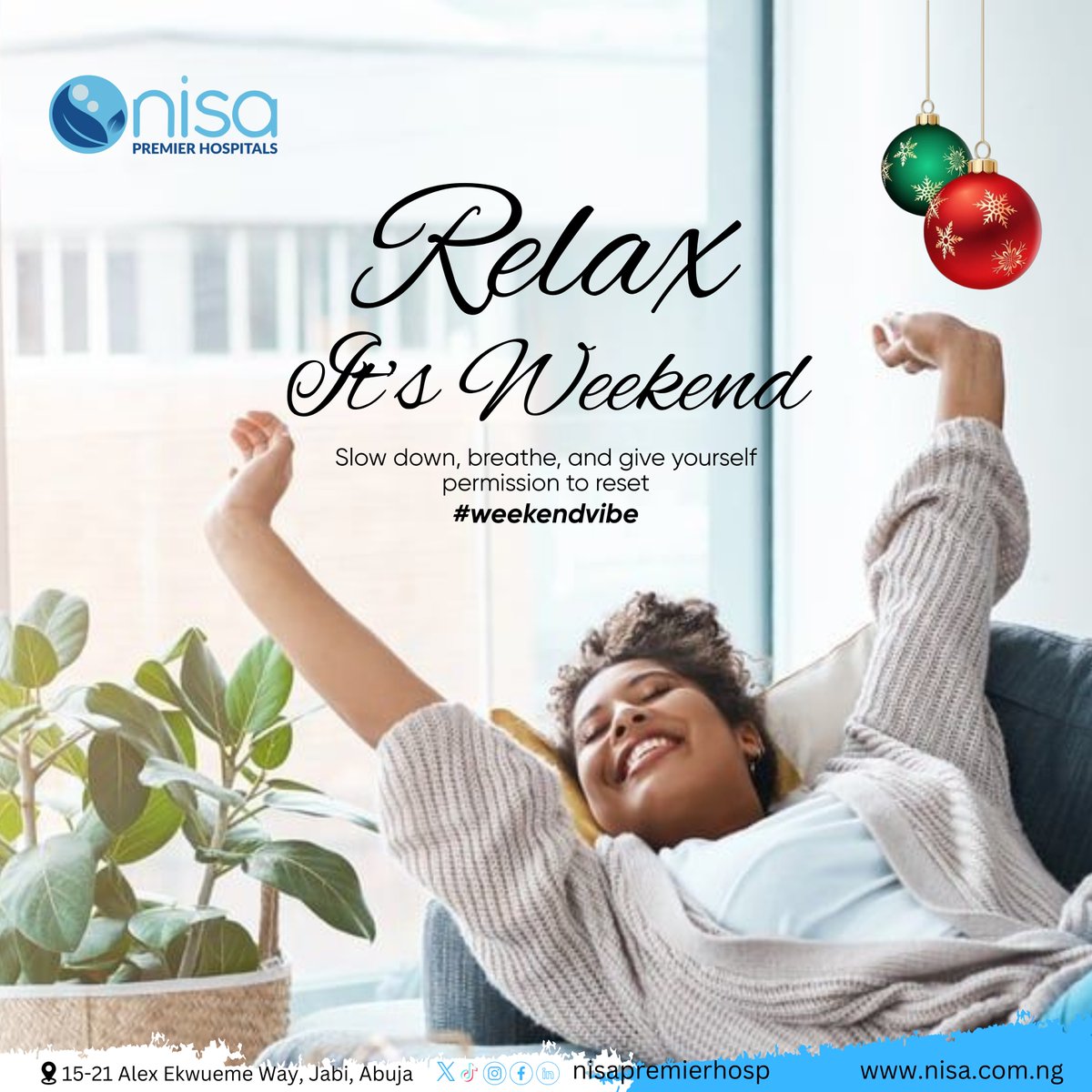 NisaPremierHosp's tweet image. Relax, it’s the weekend. Slow down, breathe, and give yourself permission to reset.

The week has taken enough energy, so take this time to rest, recharge, and do something that brings you joy. 

#WeekendVibes #RelaxAndRecharge #TakeABreak #YouDeserveIt #RestMode #WeekendEnergy