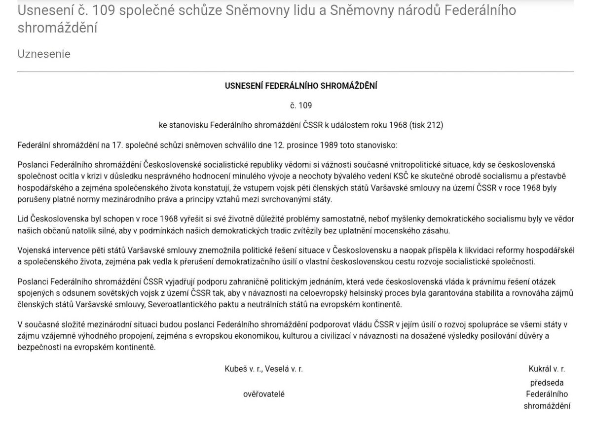 vhu_bratislava's tweet photo. 📆 12. december 1989 - pred 36 rokmi Federálne zhromaždenie ČSSR odsúdilo vojenskú intervenciu časti vojsk Varšavskej zmluvy do Československa v auguste 1968.
🔗 Prečítajte si viac: https://t.co/SBUjkImJHY
#vhubratislava #mosr #okupacia https://t.co/AVb2nCW5QN