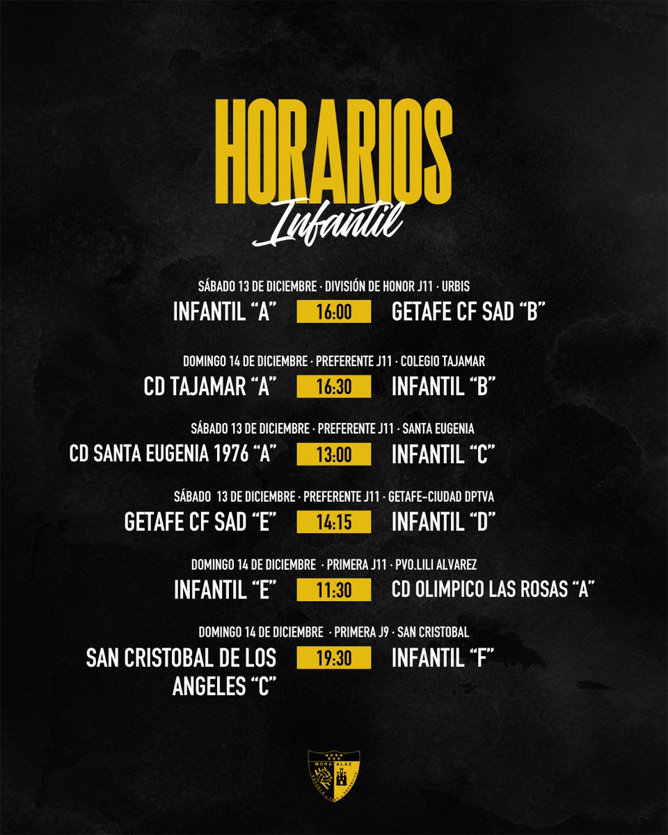 |HORARIOS|🕒

Os dejamos por aquí los horarios oficiales del fin de semana 

✨¡Te esperamos para animar a todos los equipos!

#vamosmorata