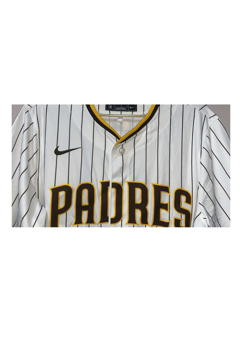 lanysixs's tweet photo. @chdrwrnmt @MLB_INDO hallo kak, aku wts jersey mlb padres uk L 
ld 63
p 80
like new, authentic asli mlb, no minus samsek.
kalo kakaknya minat, bisa juga pake apk preloved.
di 350k aja kak. 
detailnya kayak di foto ya. 
feel free dm buat tanya2 https://t.co/T1Ac1sbG1K