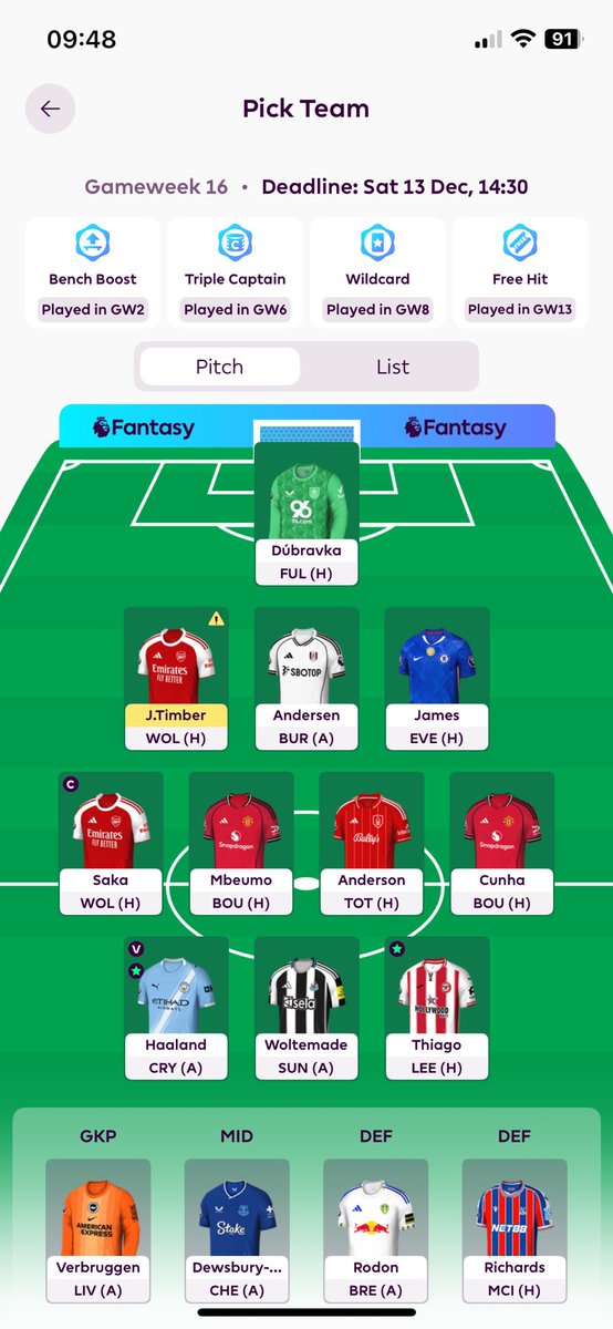 FPLmalz's tweet photo. Big week ! 

3 FT remaining, 1.8 itb 💰 

What would you do ? 🤯
Wouldn’t mind not spending all FTs, but team needs work.

#FPLCommunity #FPL https://t.co/GZXDdiJU15