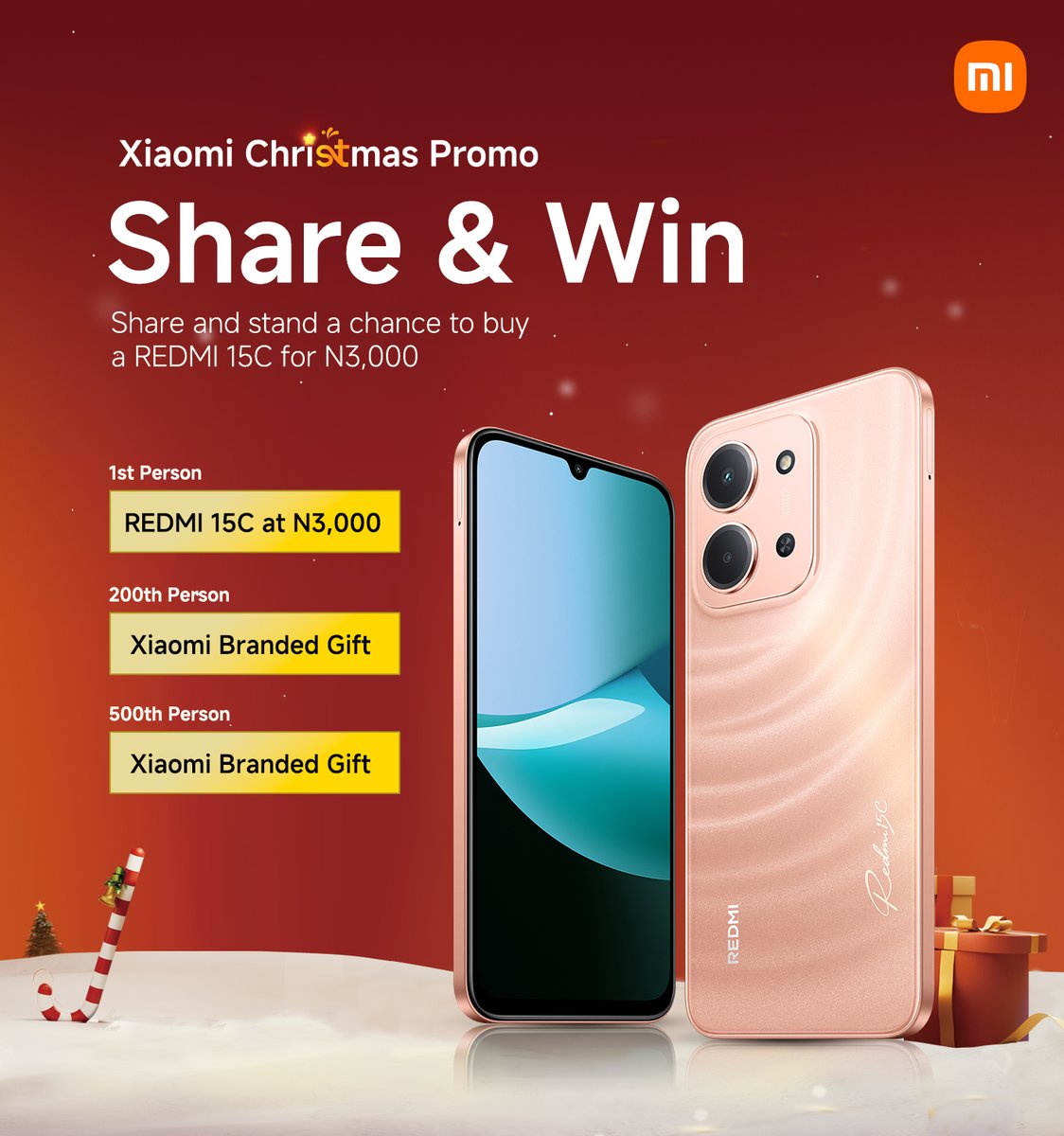 XiaomiNigeria's tweet image. Quick question: Would you buy a brand new REDMI 15C for N3,000? 👀

If your answer is YES, then don’t waste time — share this post now and you might
actually get it! 😄

#XiaomiChristmasPromo #XiaomiSeckill #ShareAndWin #REDMI15C